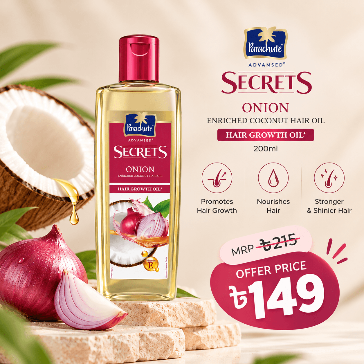 Parachute Advansed Onion Enriched Coconut Hair Growth Oil